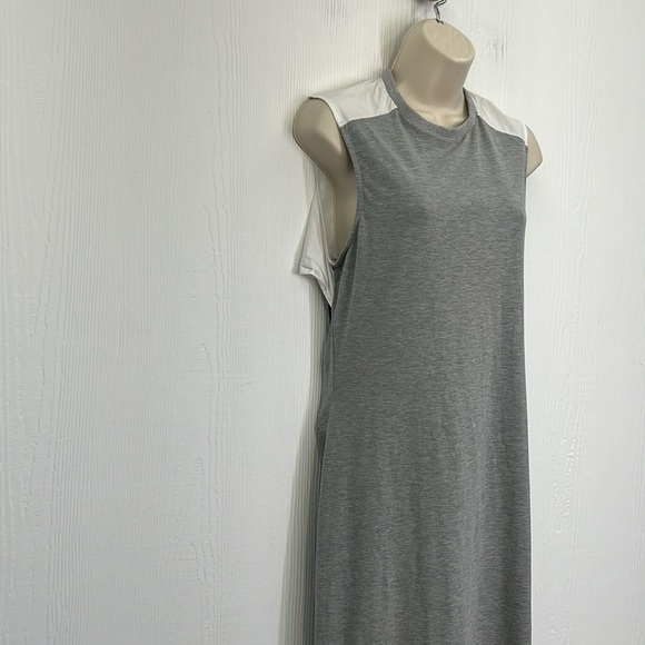 English Factory - Grey And White Sleeveless Button And Scoop Back Maxi Dress M - Picture 4 of 11